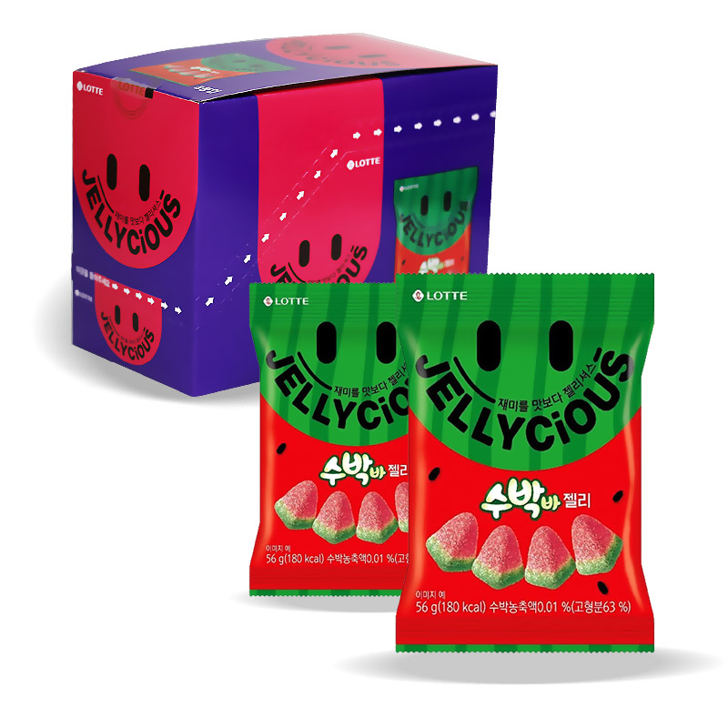1200 롯데 젤리셔스 수박 젤리 56g *8개