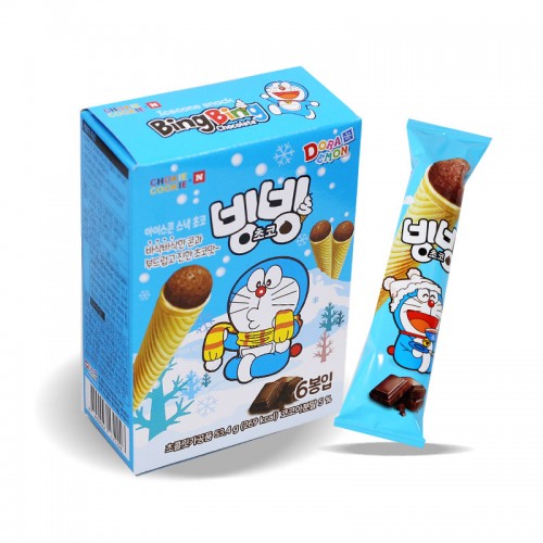 2500 바스락 도라에몽 빙빙 아이스콘 스낵 초코맛 8.9g *6개입 (낱개 바코드 없음)